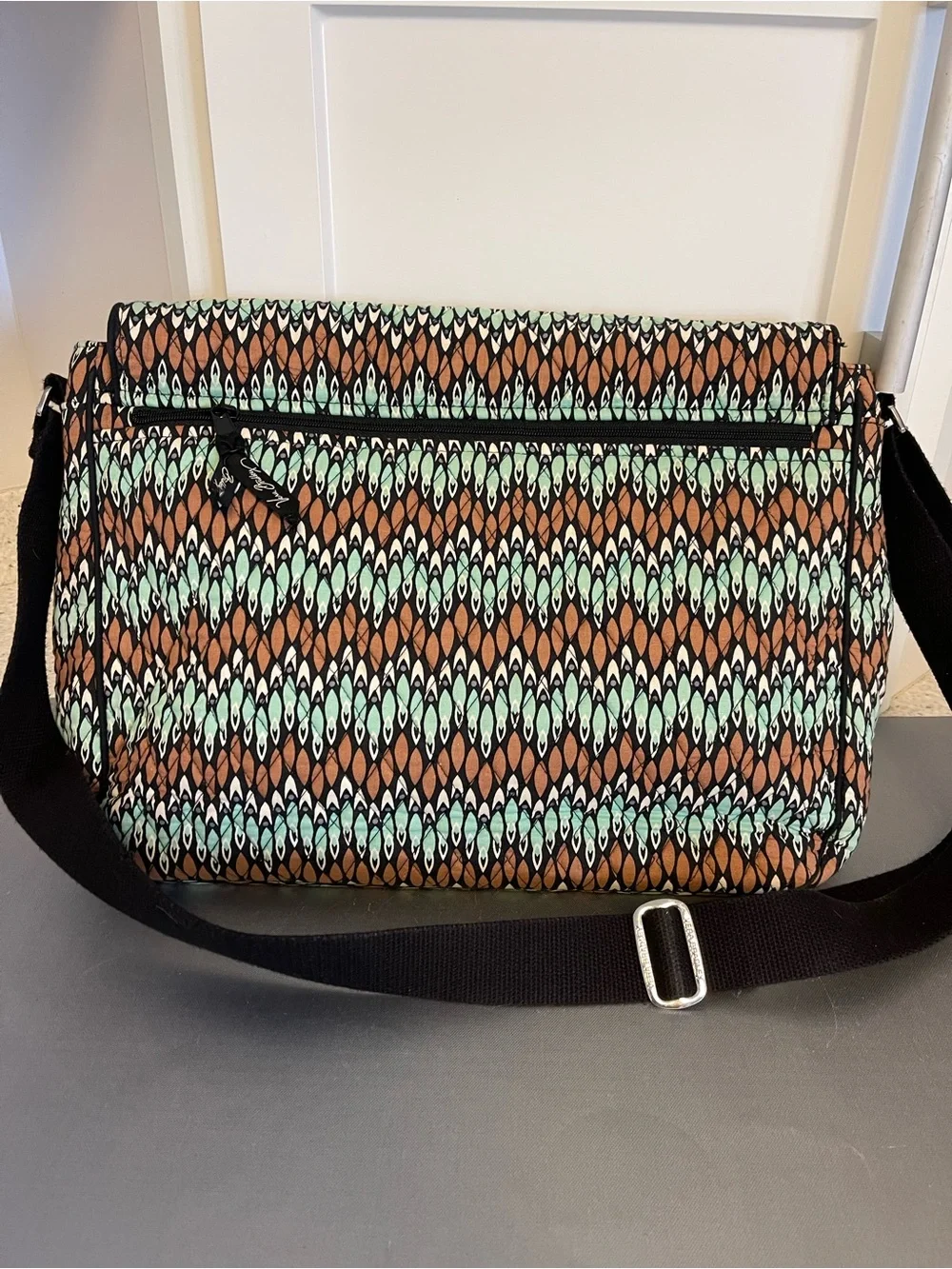 Vera Bradley Crossbody Messenger Computer Shoulder Bag in Brown & Teal - 16”W